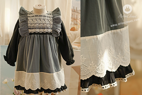 [Scrach-Sale] 밤하늘에 빛나는 은하수 같은 너를위해 :) -romantic black lace point premium baby cotton dress