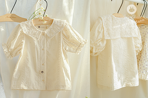 쪼꼬미는 오늘도 어여쁜 꽃길만 걸어요 :) - cream color so lovely baby cotton sailor blouse