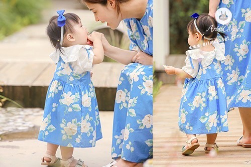 쪼꼬미가 사랑하는 시원하고 파란 여름 바다 :) - cool blue flower baby long dress