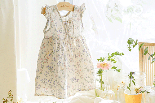 [2차제작] 작고 예쁜 정원에 귀여운 토끼 친구들이 찾아왔죠 :) -  rabbit &amp; flower lace baby cute cotton dress