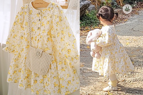 쪼꼬미 마음은 언제나 따스한 햇살 같아요 :) -yellow flowers lovely cancan cotton baby dress