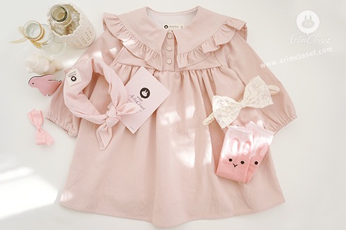 동화속 그녀가 좋아하는 마시멜로우 - lovely big collar pink baby cotton dress