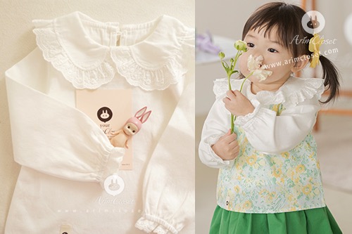 [11차제작] 쪼꼬미 마음, 오늘은 살랑살랑 :) - lovely lace baby cotton pure blouse