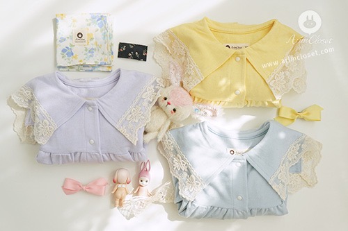 [new10%↓ 4.06 11am까지] 우리 아가의 어여쁨이 햇살에 방울방울 :) - yellow, violet, baby blue lace point baby cotton all open bodysuit