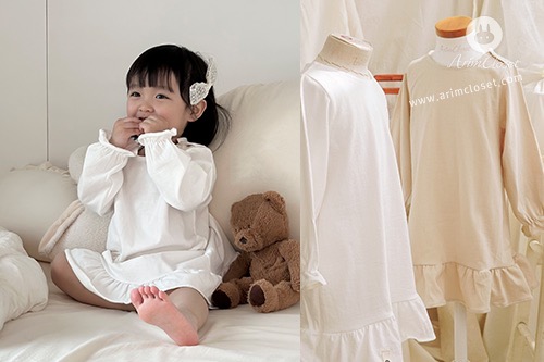따스한 공간에서의 쪼꼬미의 어여쁜 홈웨어 :) - beige / ivory cute cotton home wear dress