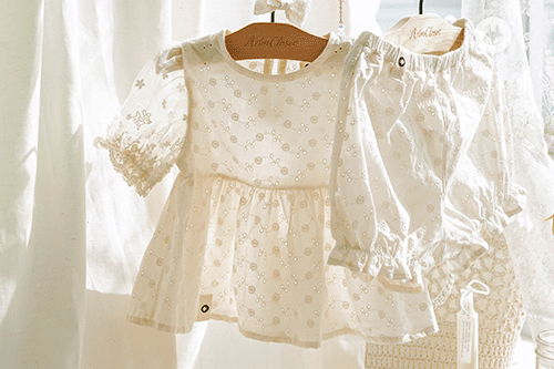[new10%↓ 6.15 11am까지] 어여쁜 데이지 꽃밭에서 밤비를 만났죠 -  lovely natural lace pure cotton baby organza point blouse + blommer set