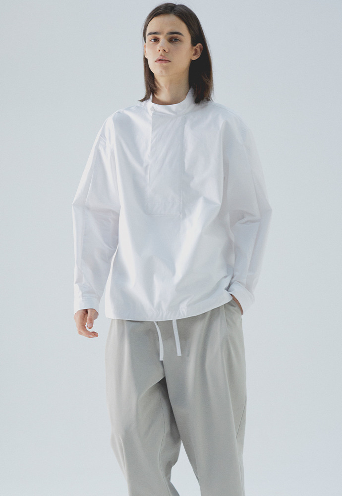 High Neck Pullover Shirts_ White