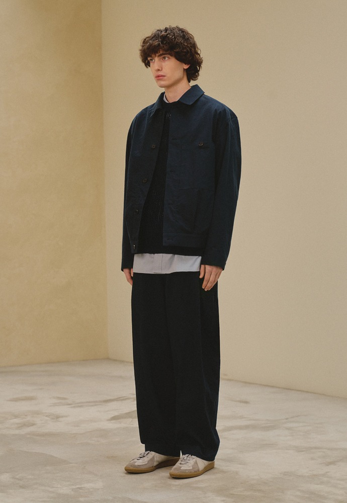 Side Two Tuck Pants_ Navy