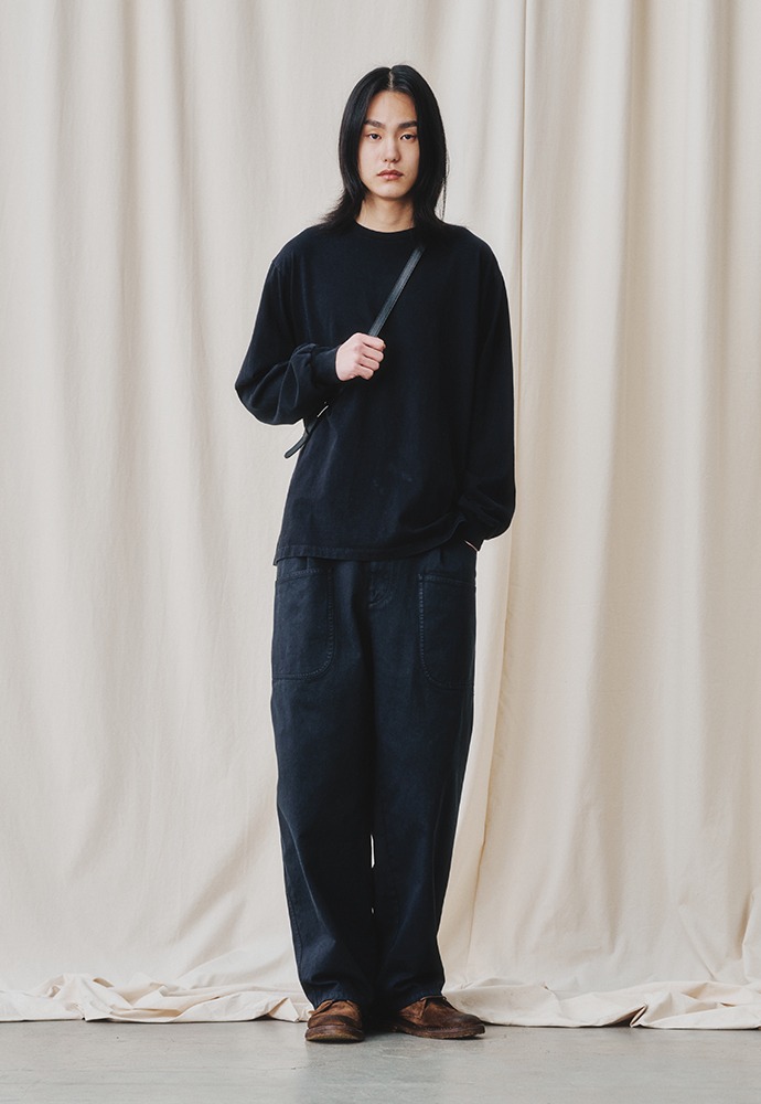 (3/7 18:00 Order Open) Garment-Dyed Long Sleeve_ Black