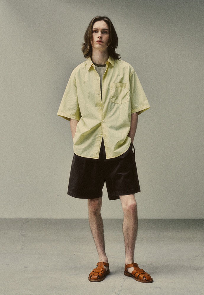 (May Release) Garment Dyed Half Shirt_ Sunset Yellow