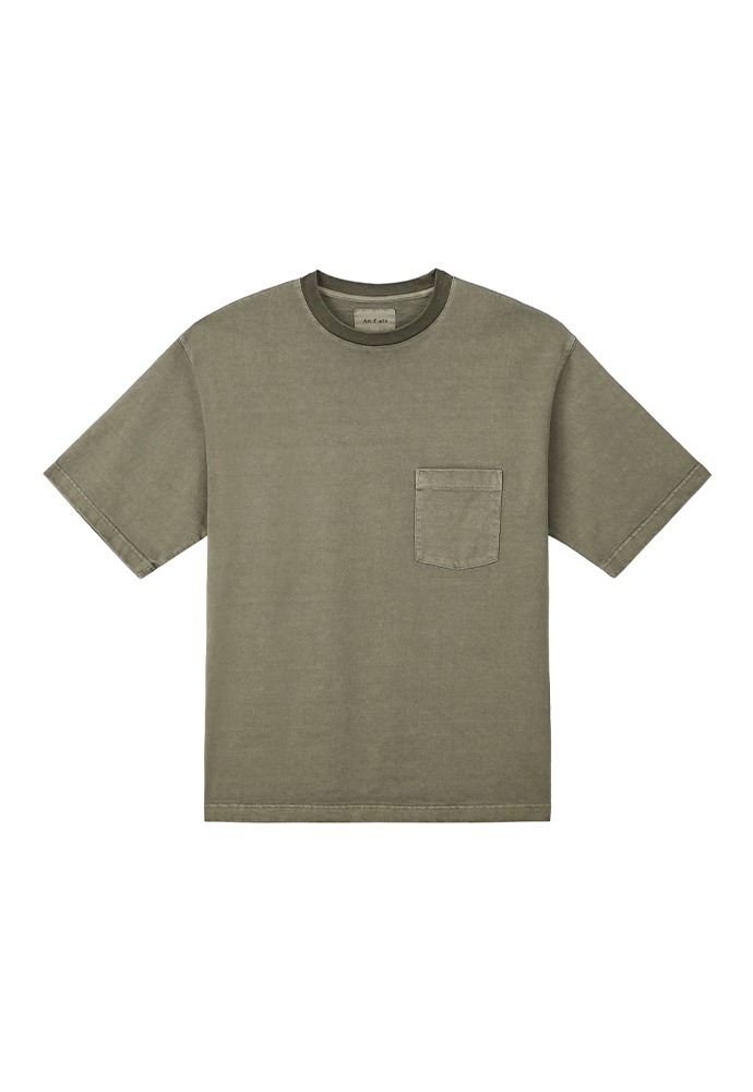 One Pocket Garment Dyeing T-Shirts_ Olive