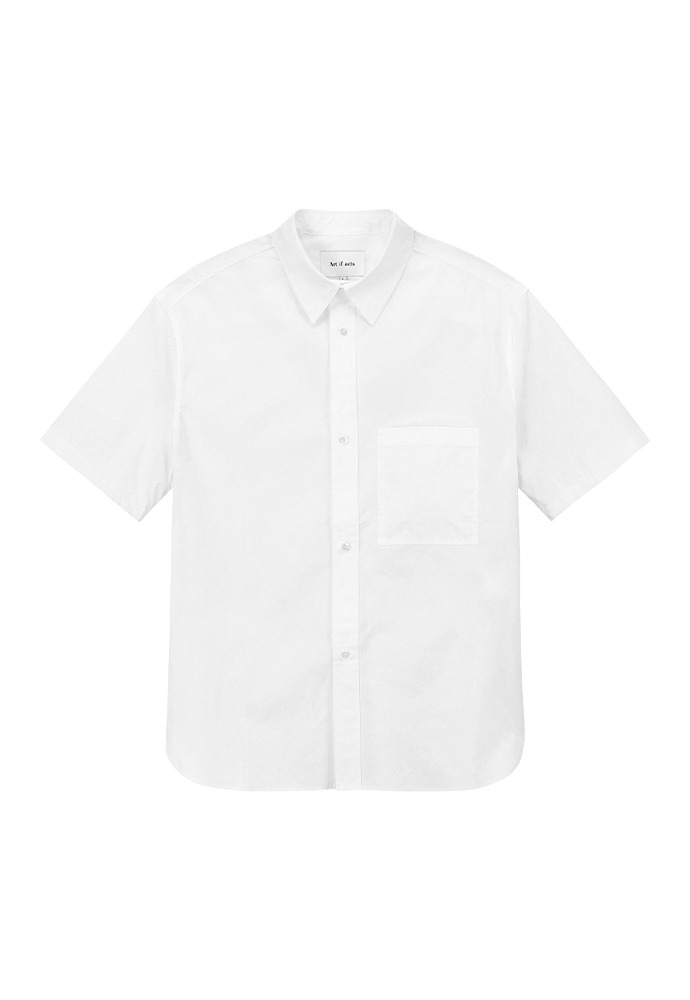 Solid Pocket Half Shirt_ White