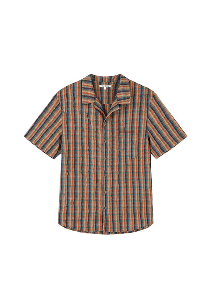 Clip Pleats Half Shirts_ Orange