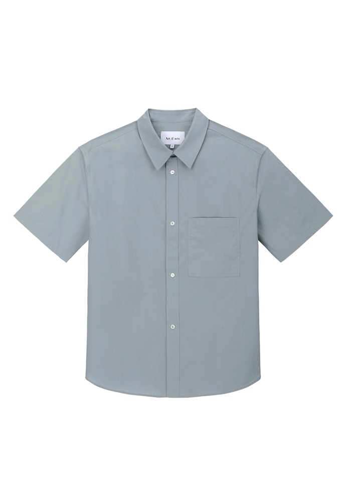 New Solid Pocket Half Shirt_ Cool Grey
