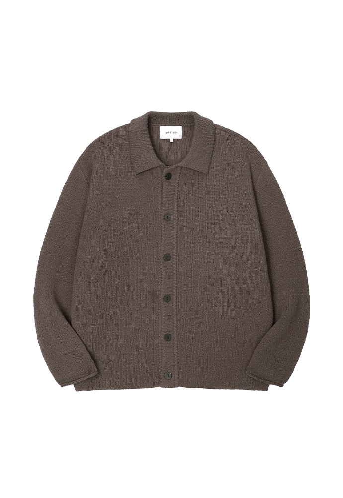 Dewdrop Boucle Knit Cardigan_ Brown