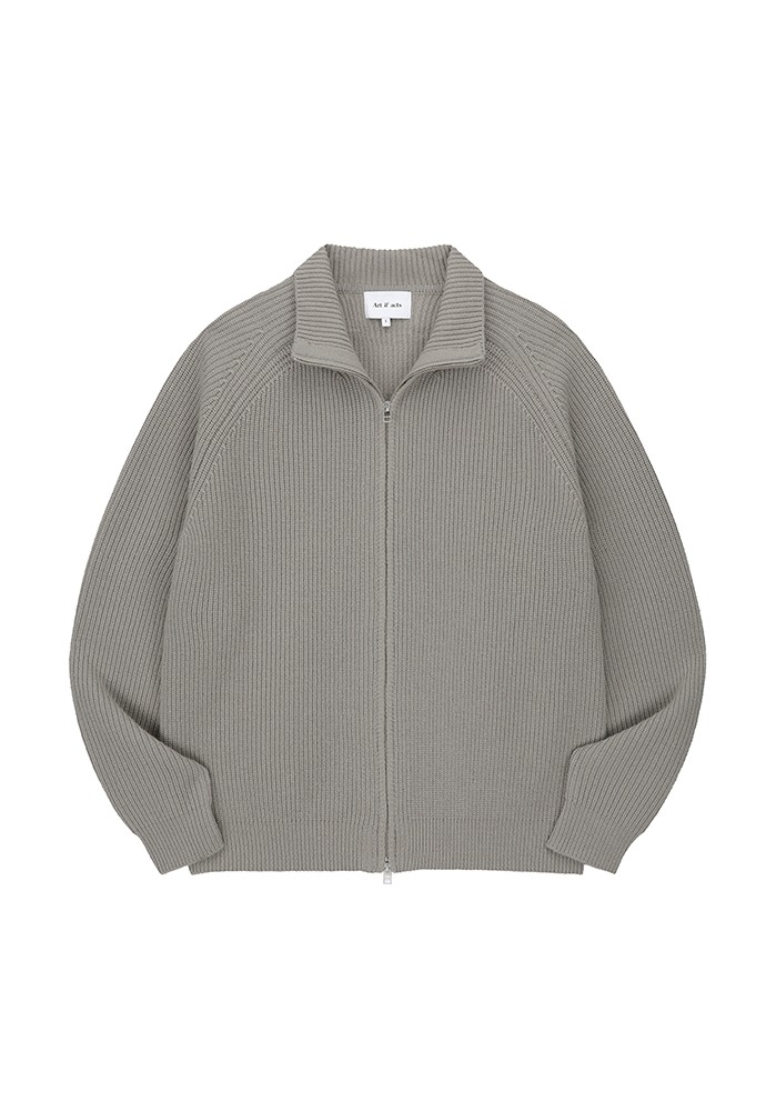 Wool Cashmere Knit Zip-up_ Smoky Grey