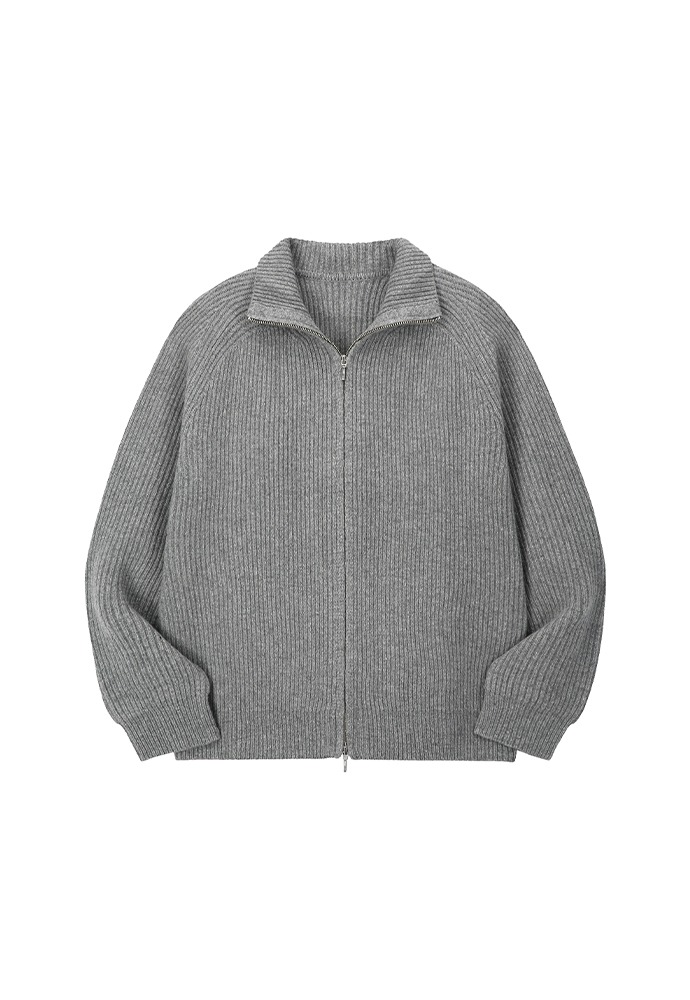 Cashmere Full Zip-up Jacket_ Grey