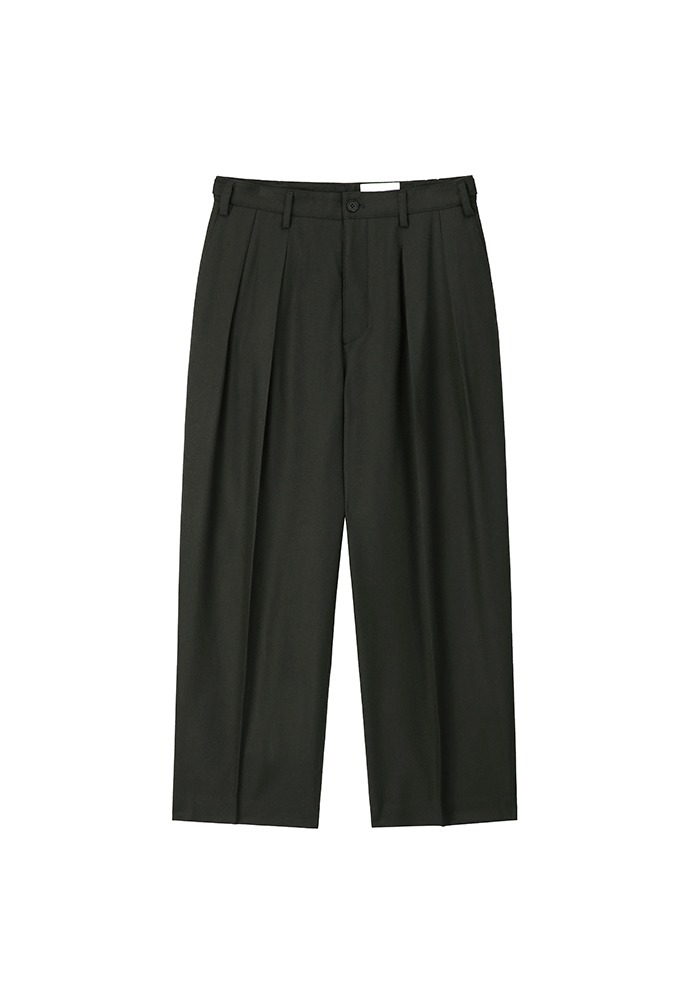 Reverse Wool Two Tuck Pants_ Olive Charcoal