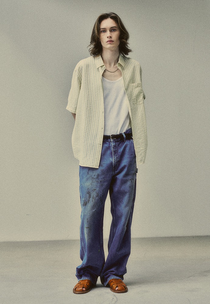 (Pre-Fall Release) Washed Carpenter Denim Pants_ Mid Blue
