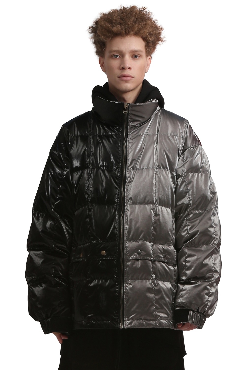 Asymmetric Quilted Goose Down Coat