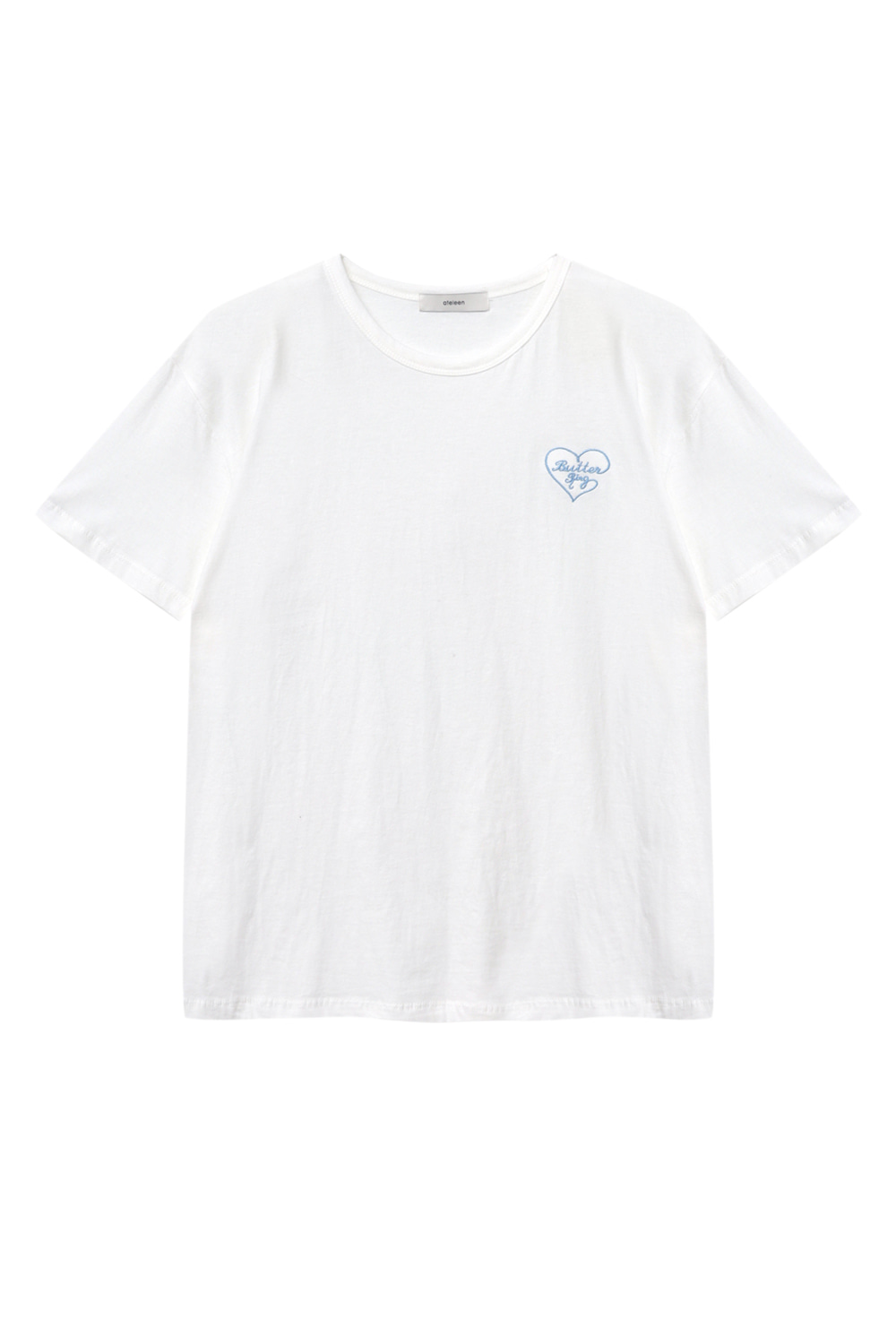 Heart Embroidery Cotton T-shirt (White)