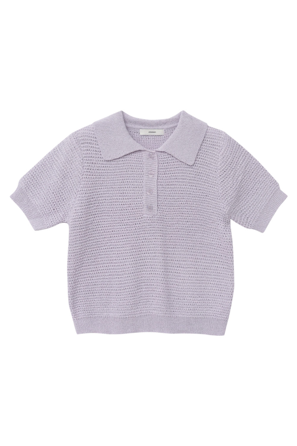 Classic Collar Knit Top Short Sleeve (Purple)