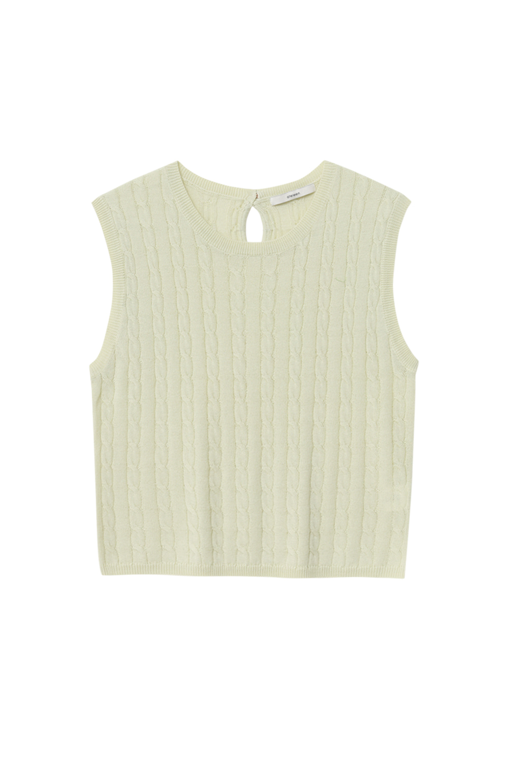 Oval Back Opening Cable Knit Vest (Lime)