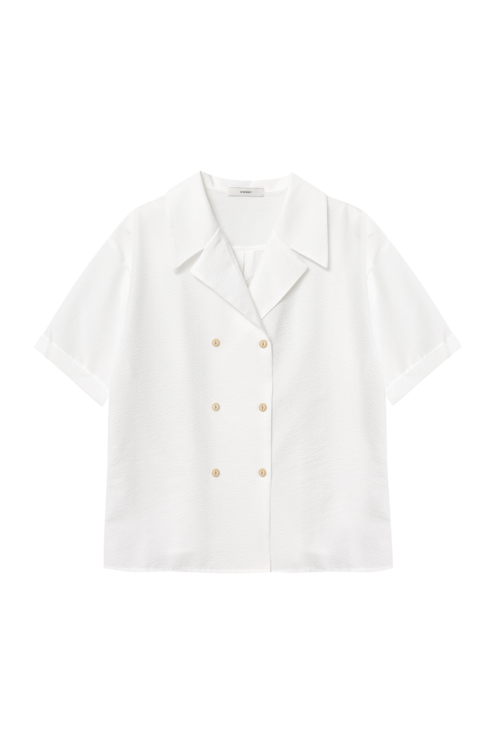 Double-breasted Notched Collar Shirt (Ivory)