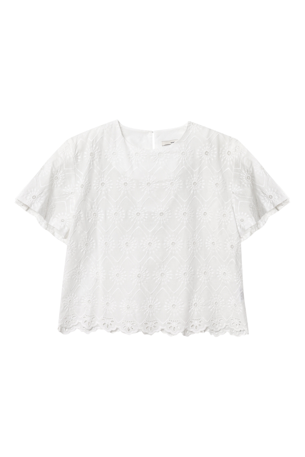 Lace Pleated Sleeve Blouse (White)