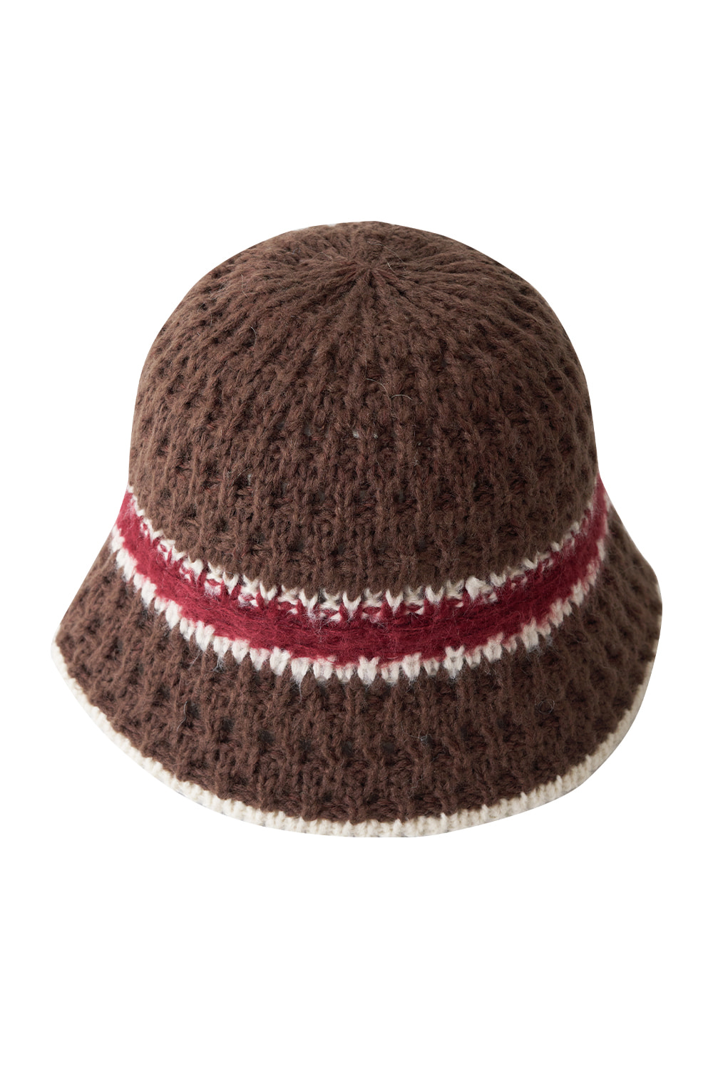Line Knit Bucket Hat (Brown)