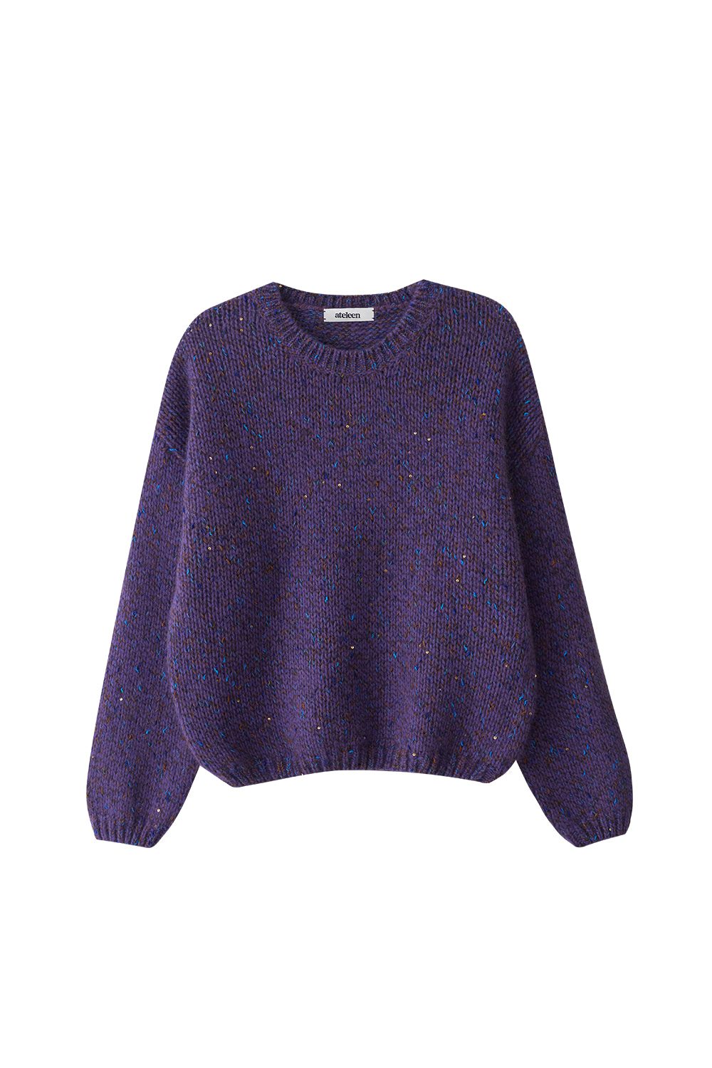 Tinker Color Mixed Round Knit Top (Purple)