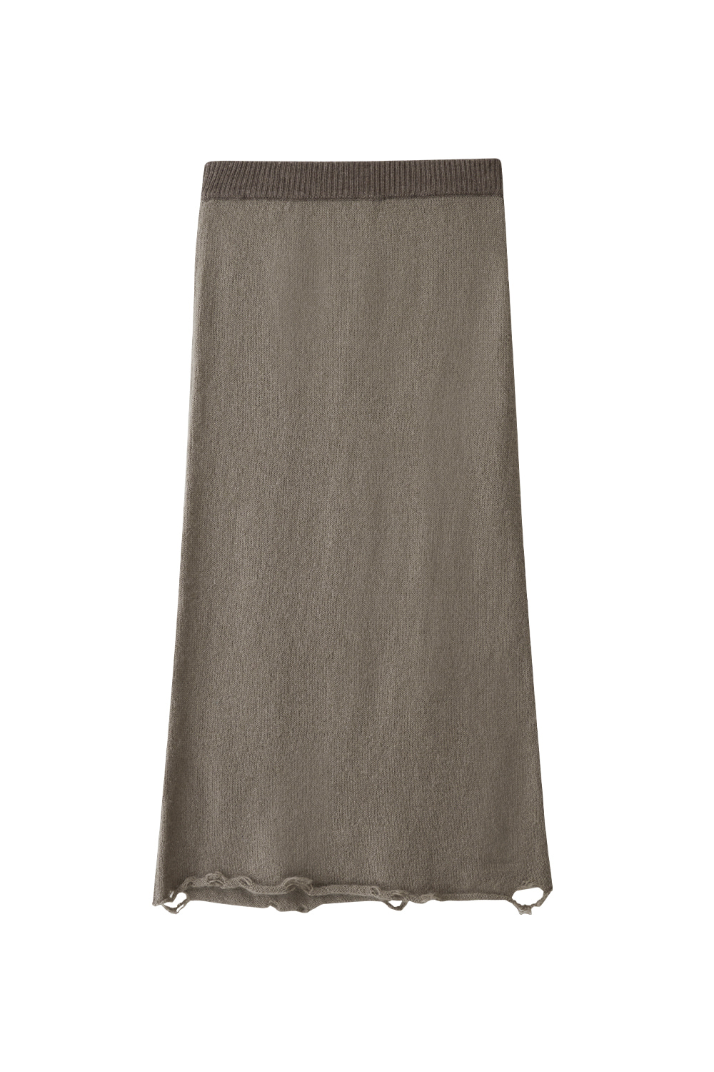 Mohair Destroyed Two tone Knit Skirt (Brown)