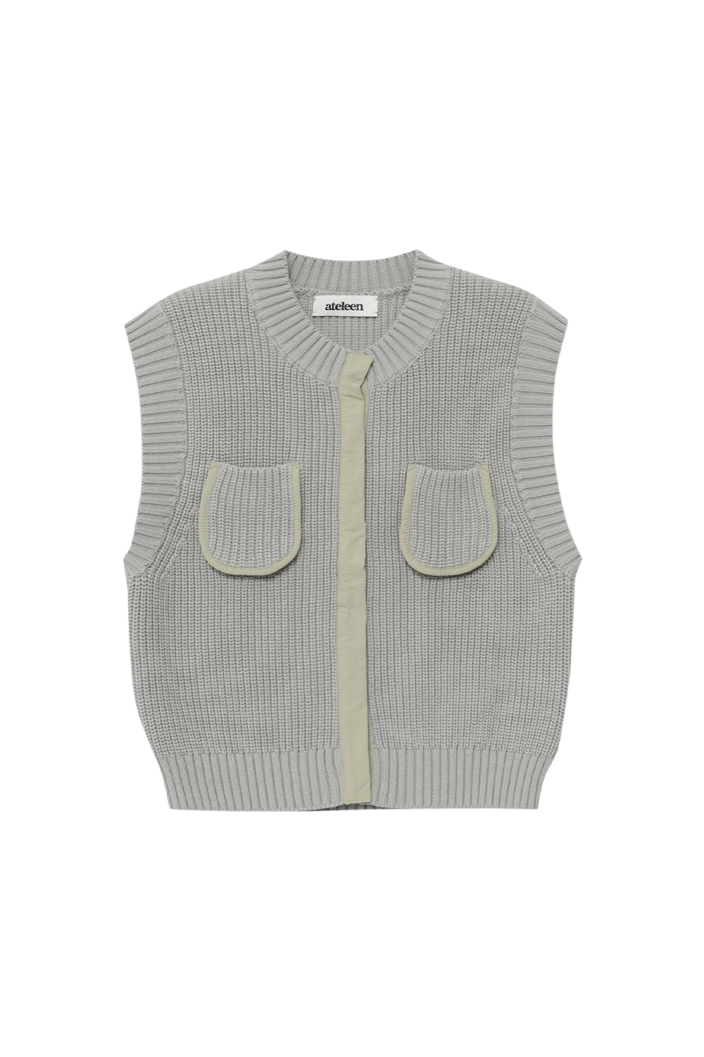 Cotton Pocket Point Knit Vest (Gray)