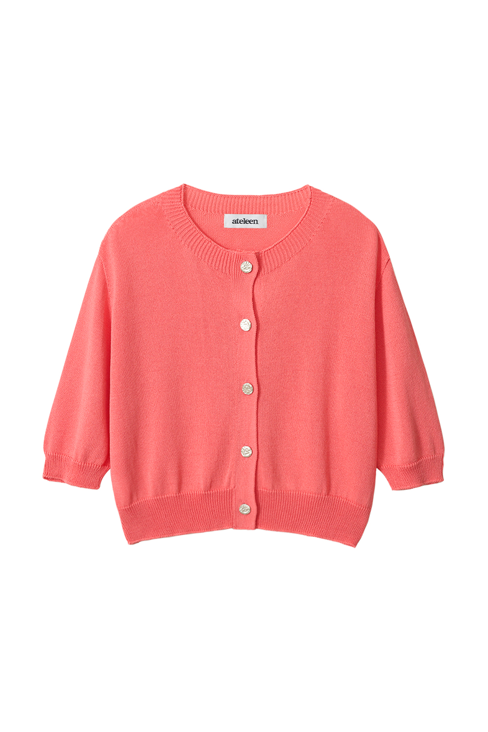 Silver Button Wholegarment Cardigan (Coral)