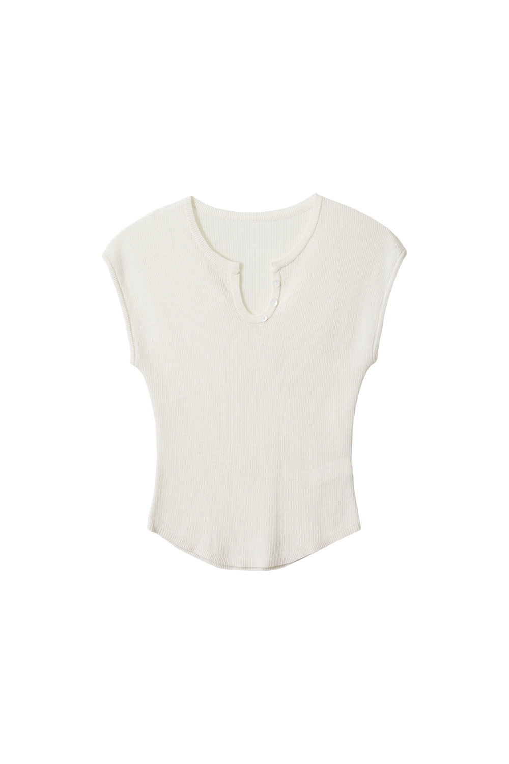 Curved Scoop-Neck Knit Top (Ivory)