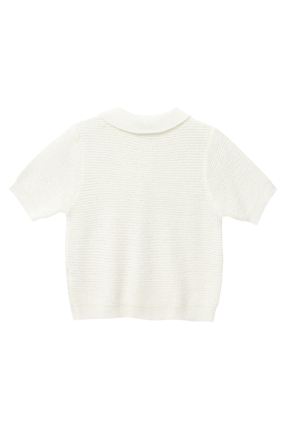 Classic Collar Knit Top Short Sleeve (Ivory)