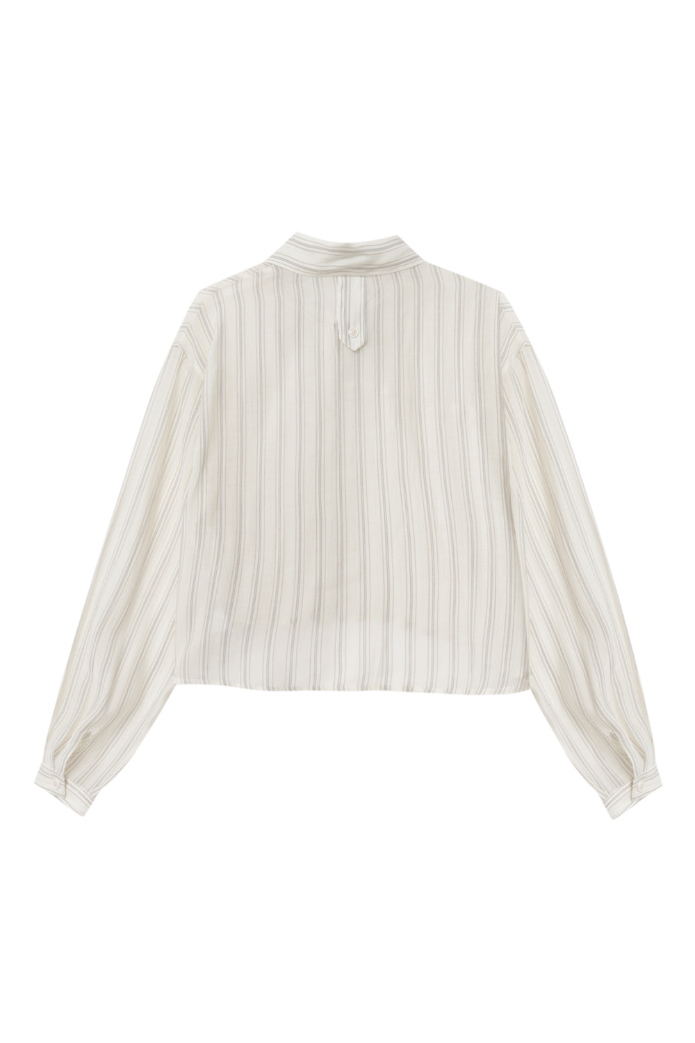 Cropped Pointed Collar Striped Shirt (Beige)