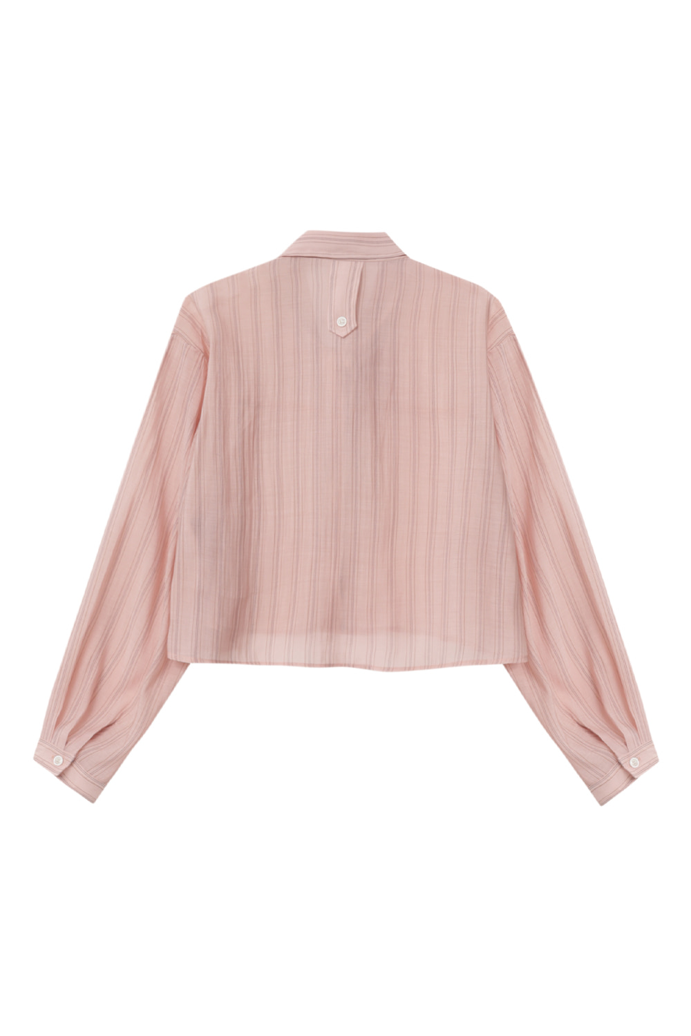 Cropped Pointed Collar Striped Shirt (Pink)