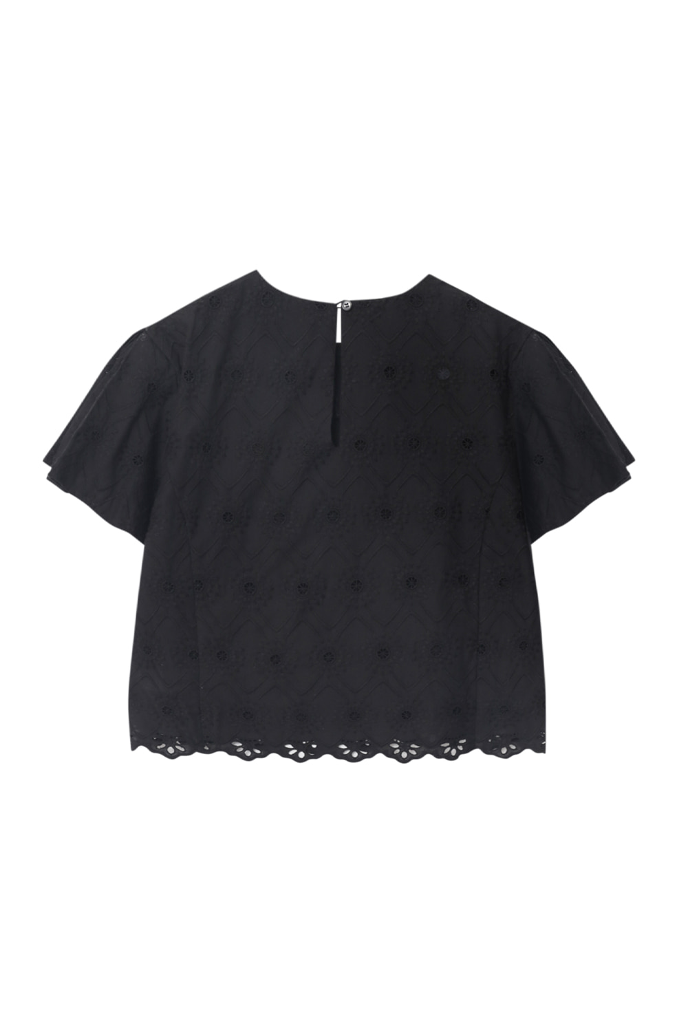 Lace Pleated Sleeve Blouse (Black)