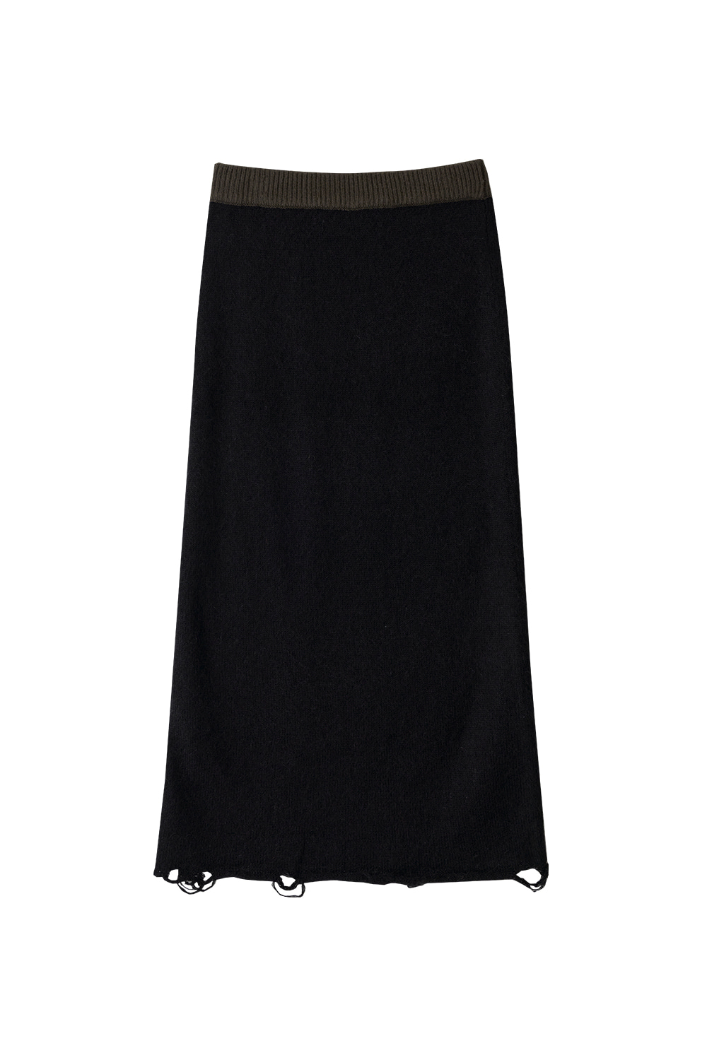 Mohair Destroyed Two tone Knit Skirt (Black)