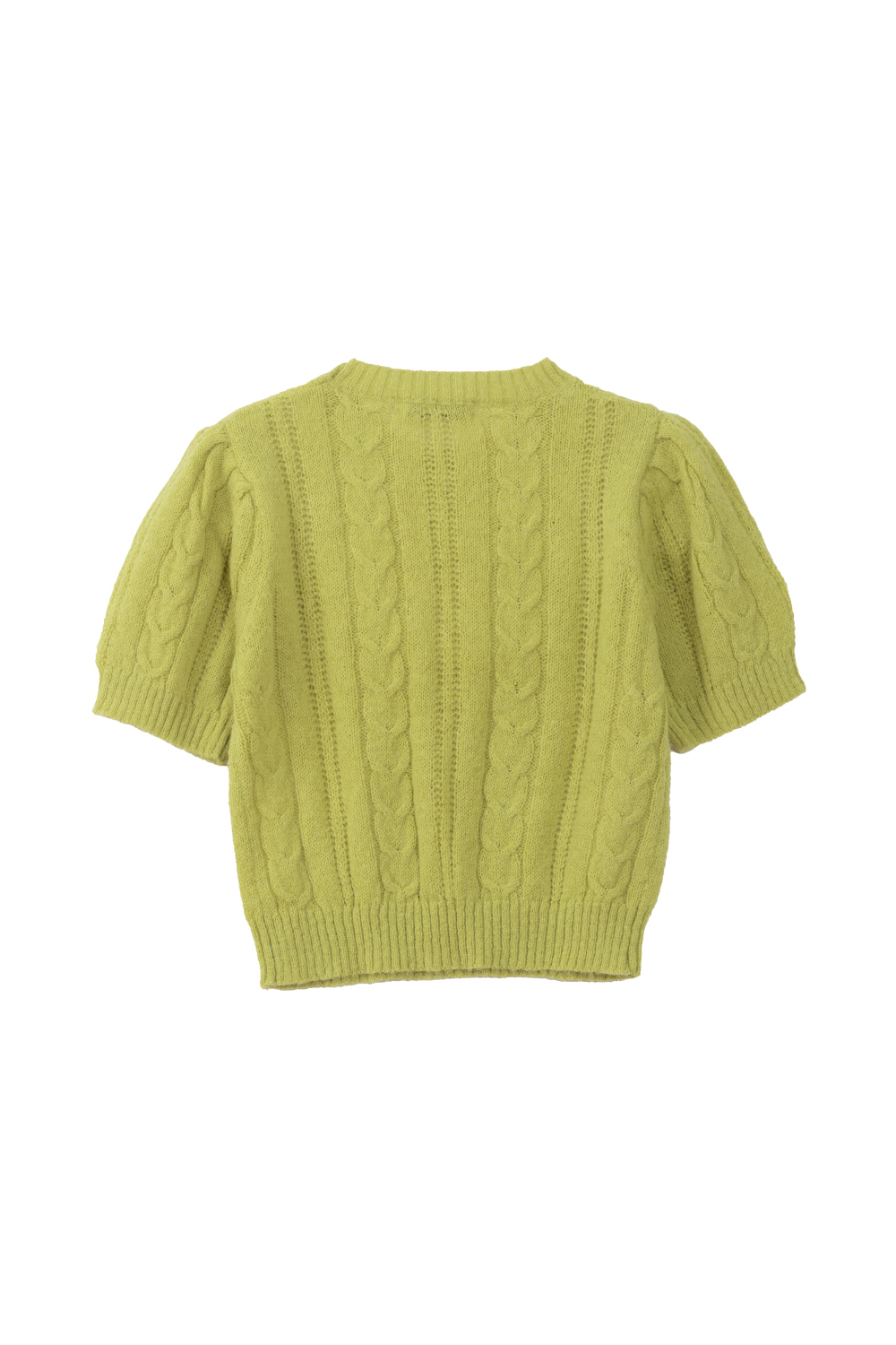 Wool Blended Twist Half Knit Top (Lime)