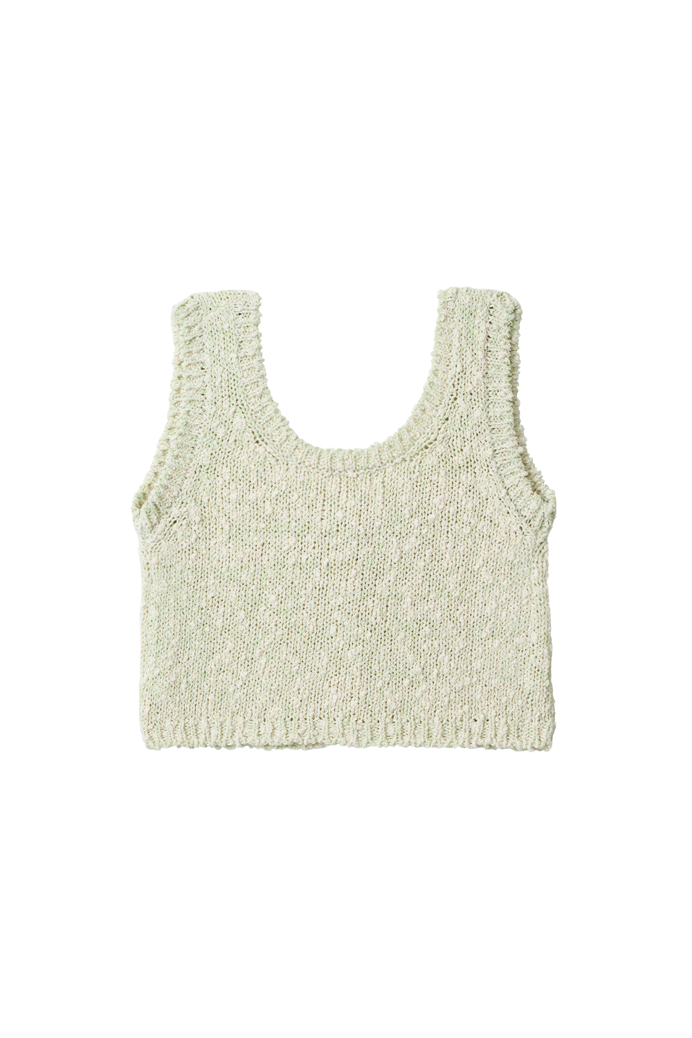 Boucle Scoop-Neck Knit Bustier Top (Green)