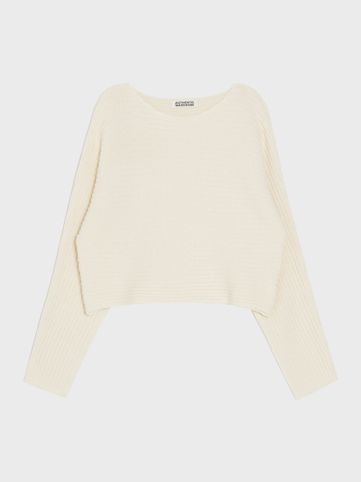 Cropped Boat Neck Ribbed Knit