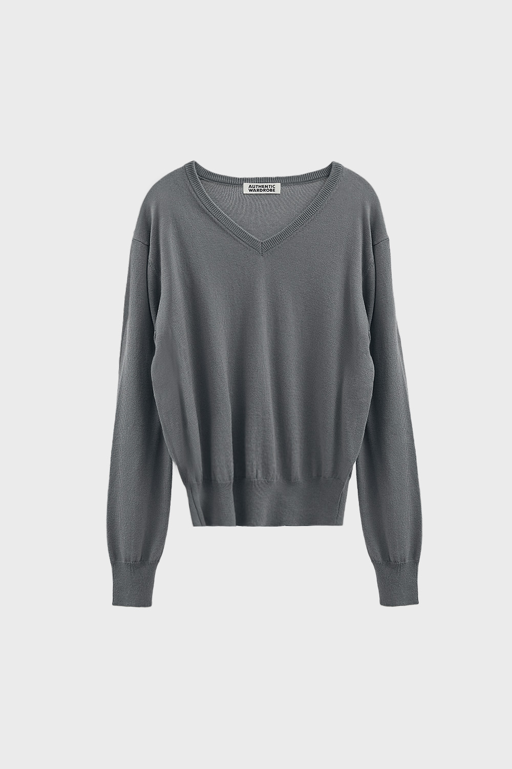 Basic Color Knit Sweater (grey)