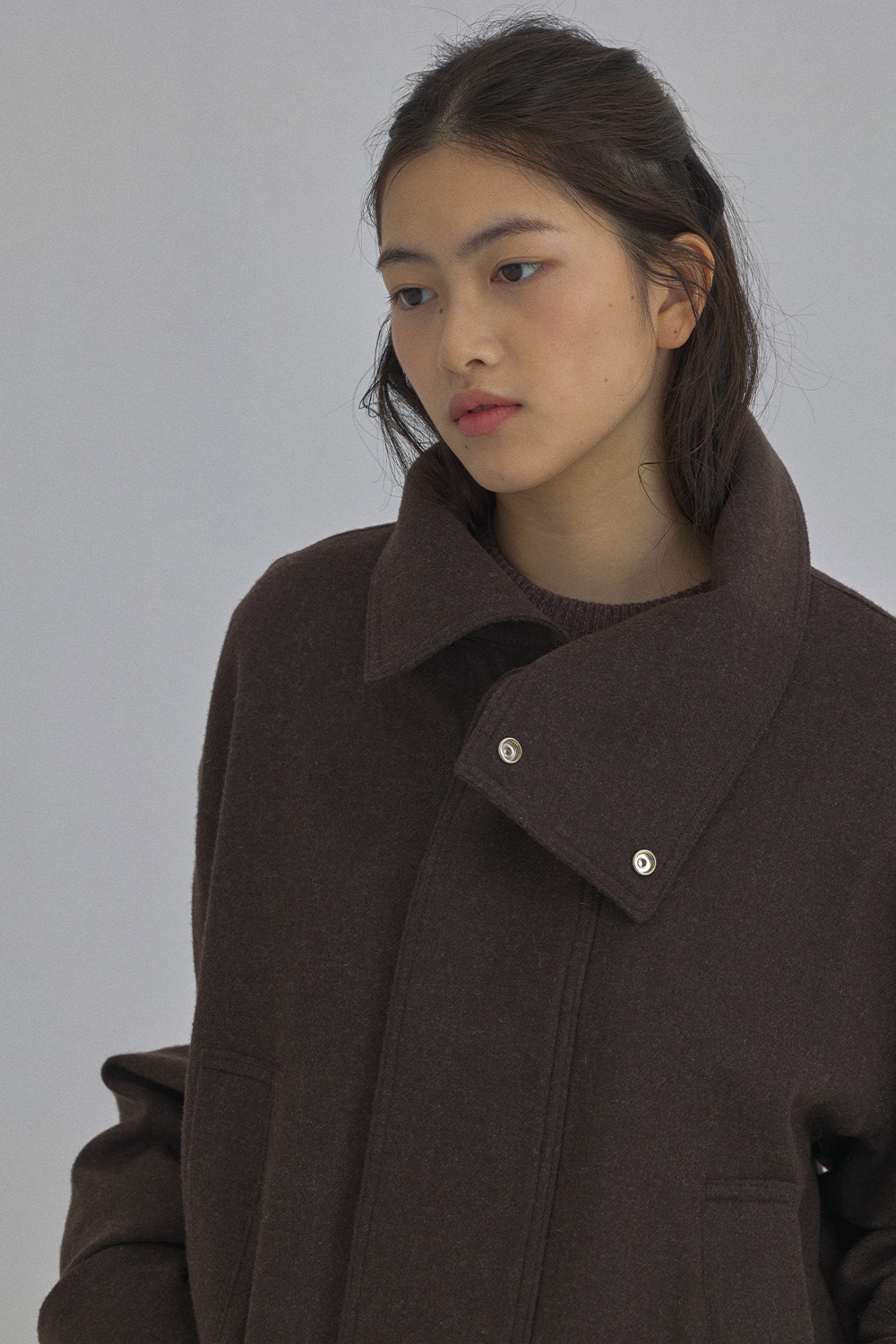 High-neck Wool Short Coat