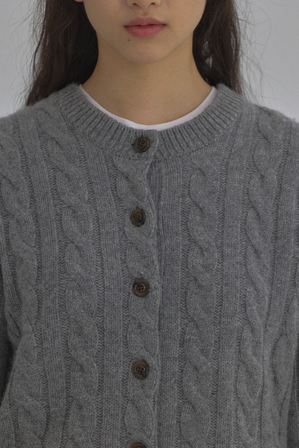 Cable Round Pull Over Cardigan