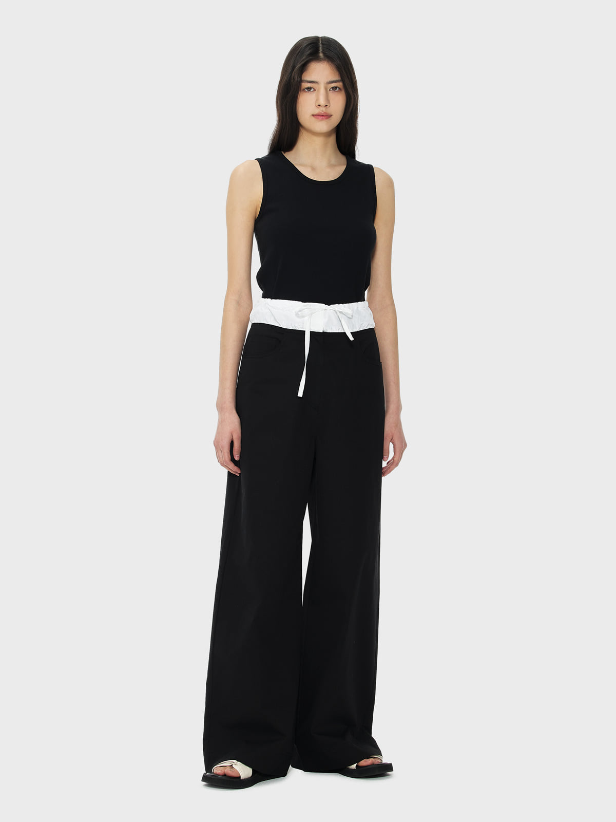 Two Block Low Rise Wide Pants