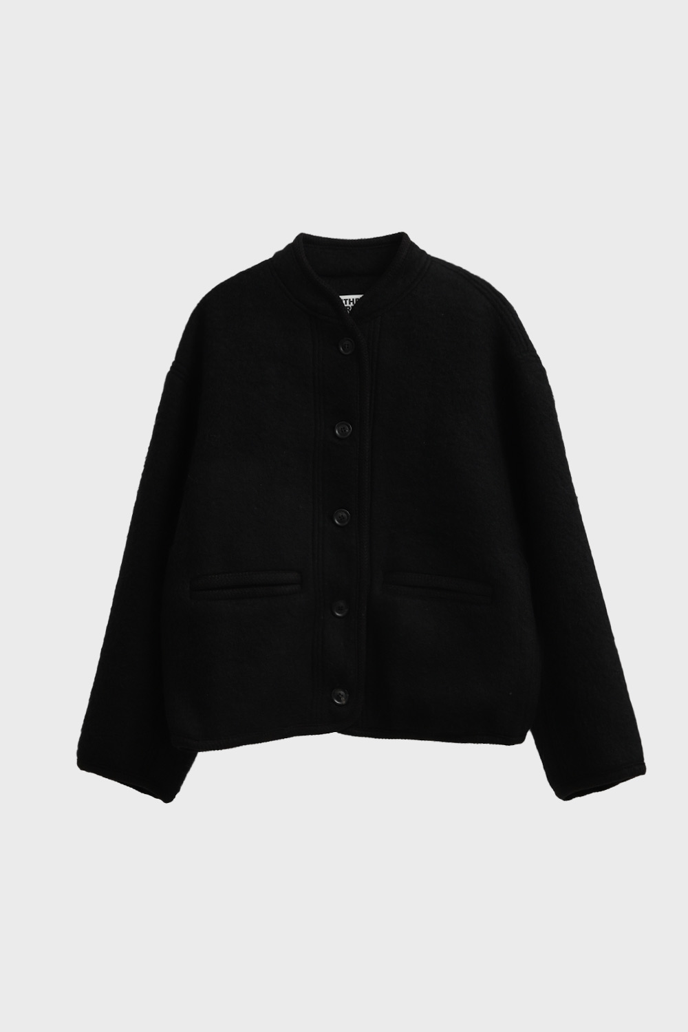 No Collar Round Cropped Jacket