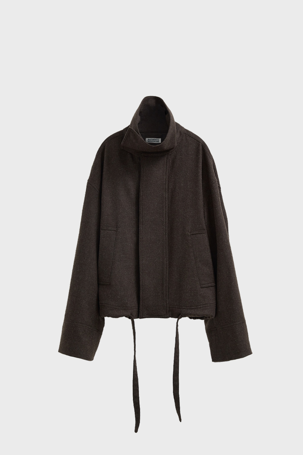 high-neck wool short coat