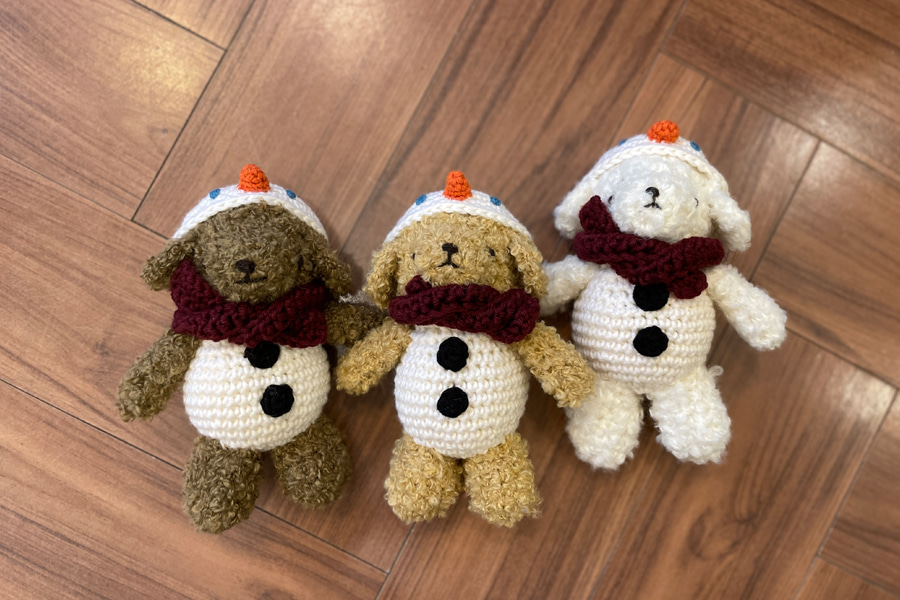 snowman poodle knitting toy (3color)